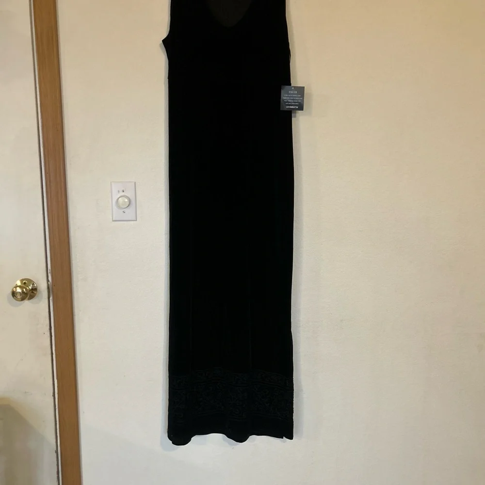 NWT Dead Stock Liz Claiborne Medium Black Velvet Whimsy Goth Maxi Dress